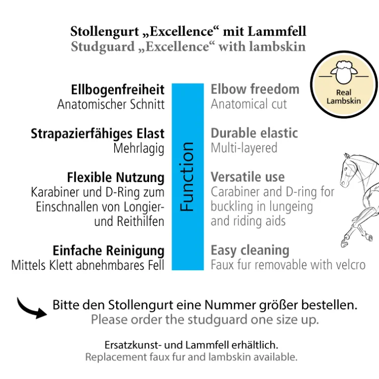 Stollenschutzgurt "Excellence" - Lammfell - Elast