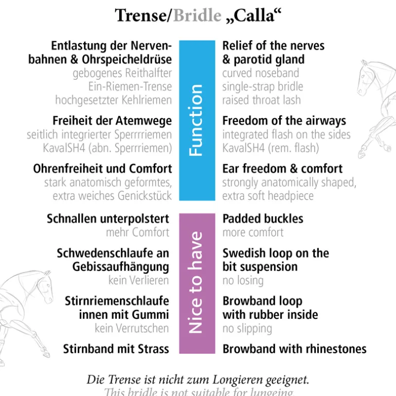 Trense "Calla" eng.-komb. mit Strassstirnband