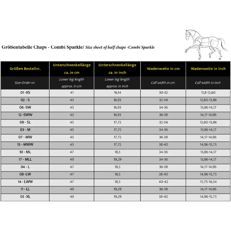 Wadenchaps "Combi Sparkle"-Kunstleder/Softleder